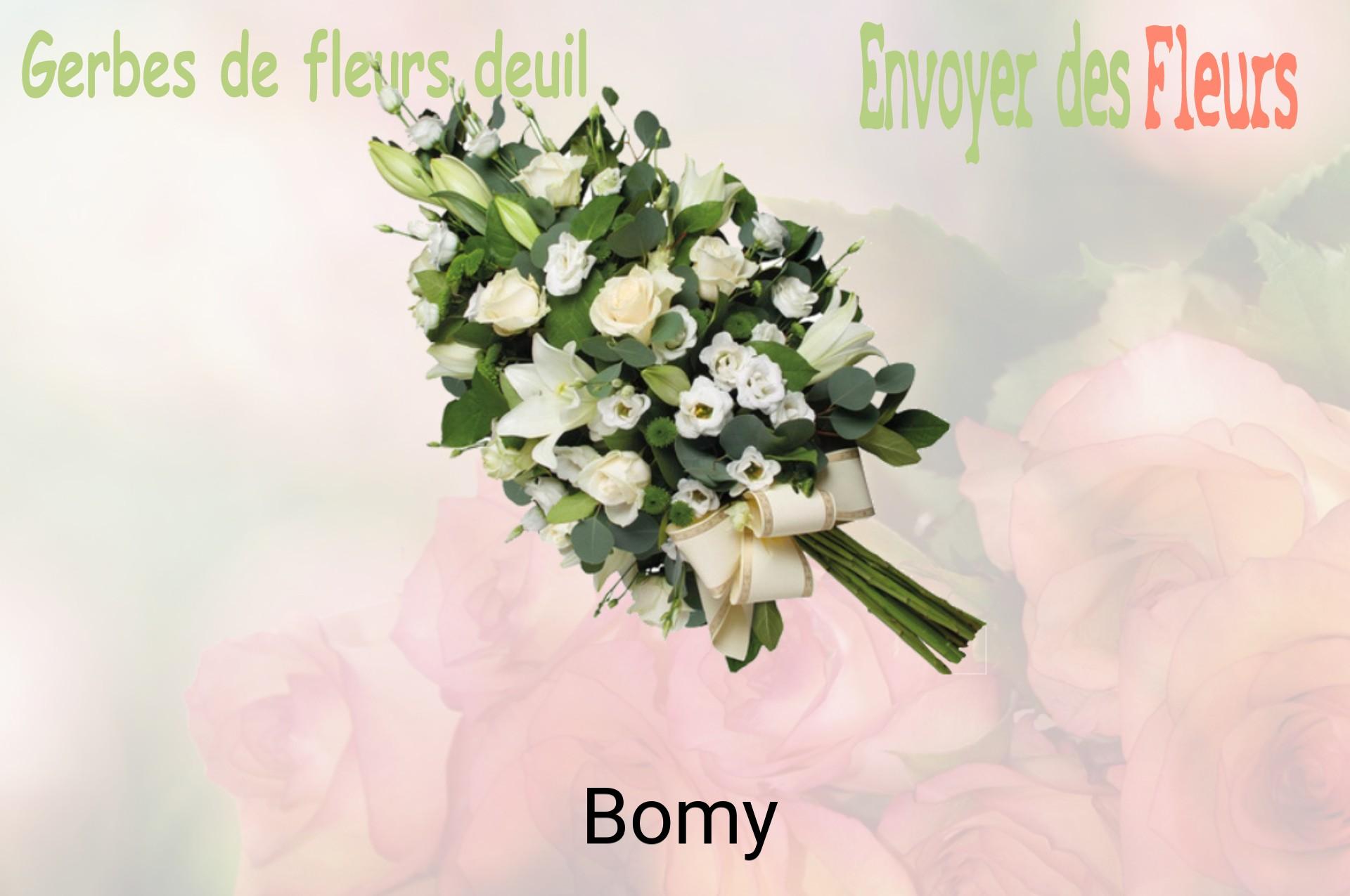 Gerbe de fleurs de deuil livrée à Bomy